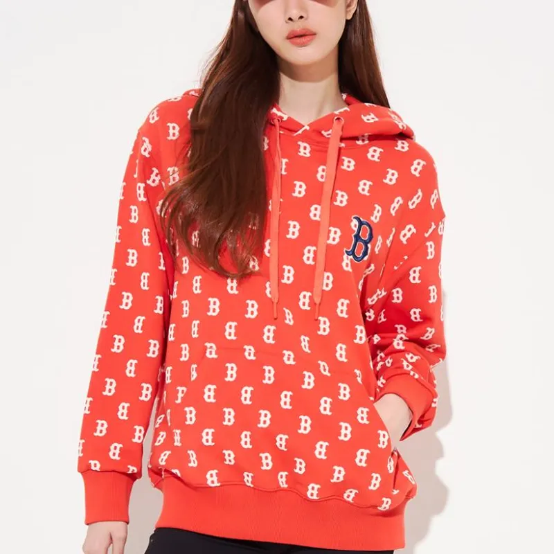 MLB Monogram Allover Overfit Hoodie Boston Red Sox