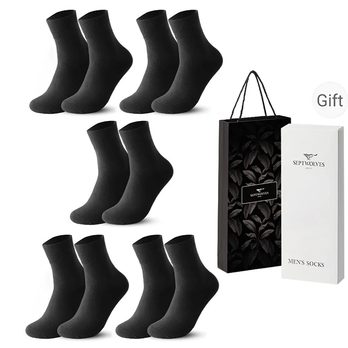 SEPTWOLVES Mid Calf Socks Men's 5 Pack Gift Box Set
