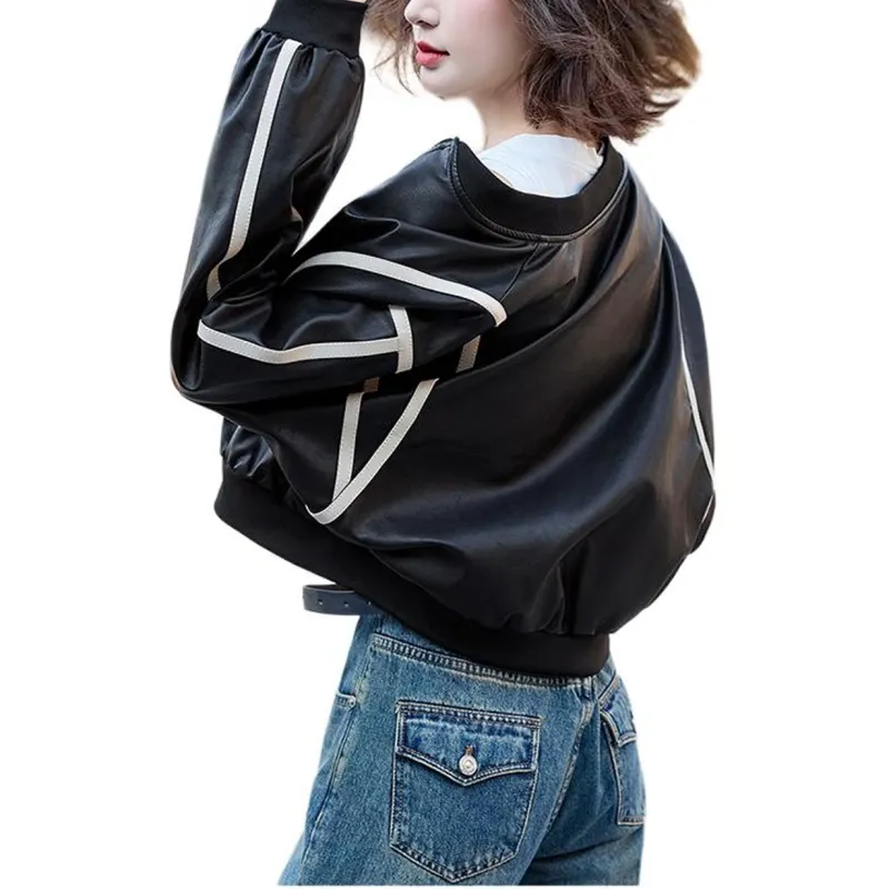 Yi Mengyuan Leather Jacket Women's Black-2