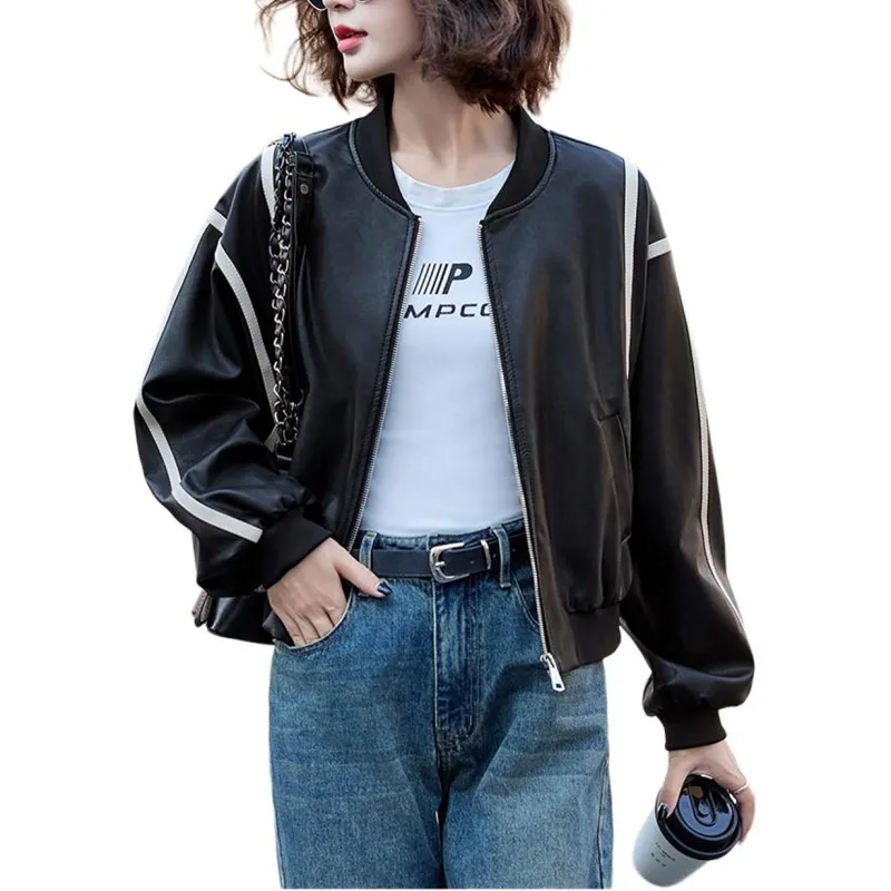 Yi Mengyuan Leather Jacket Women's Black-1