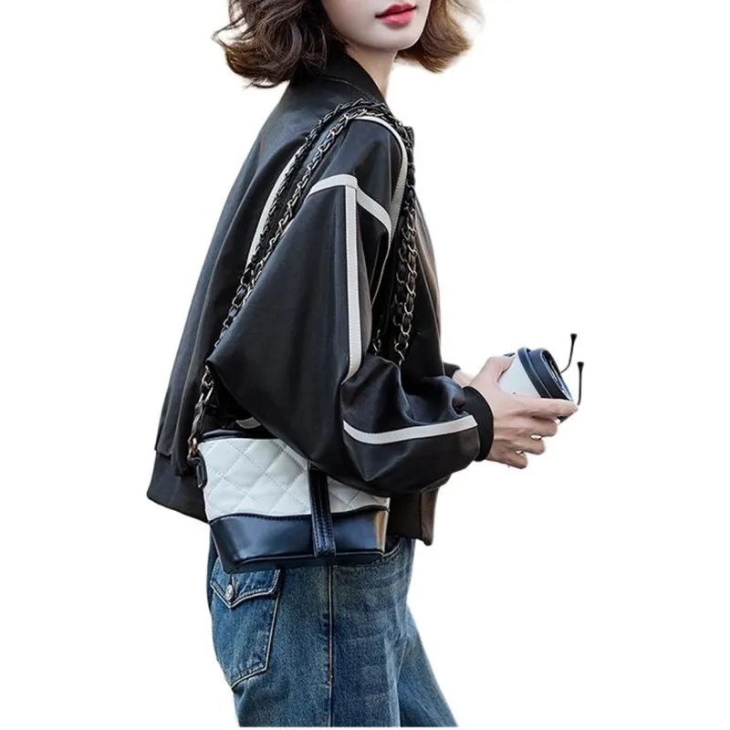 Yi Mengyuan Leather Jacket Women's Black-3