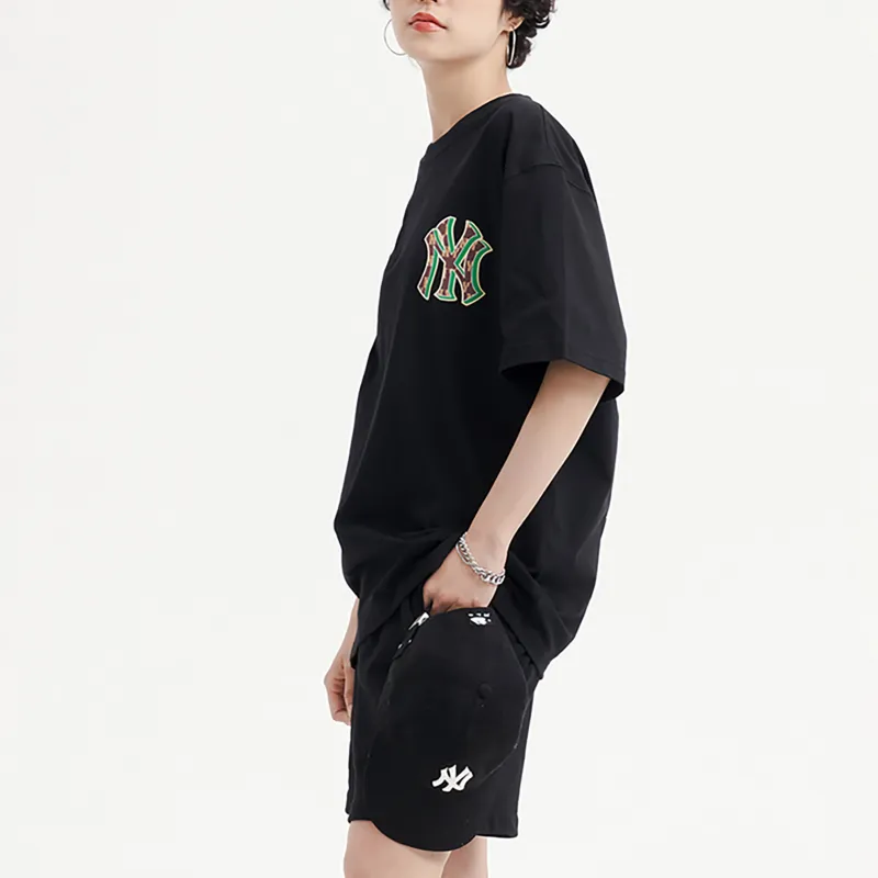 MLB New York Yankees Drop Shoulder Sleeve T Shirt Unisex Black-6