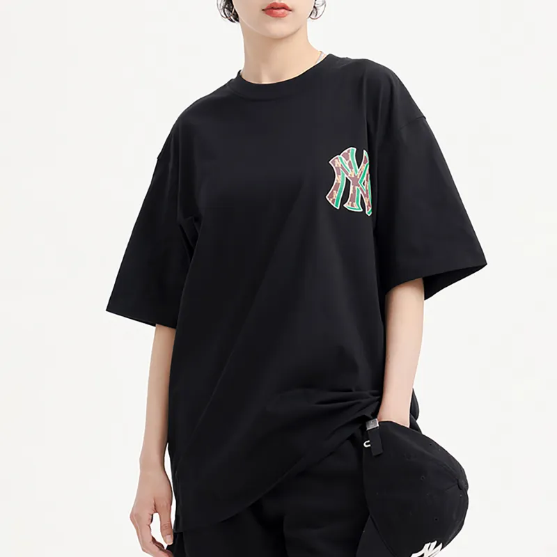MLB New York Yankees Drop Shoulder Sleeve T Shirt Unisex Black-5