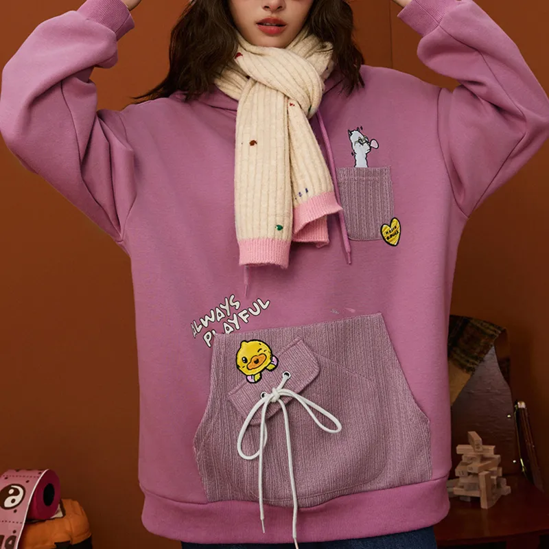 B.Duck Sweatshirt Women's Gray Pink-3