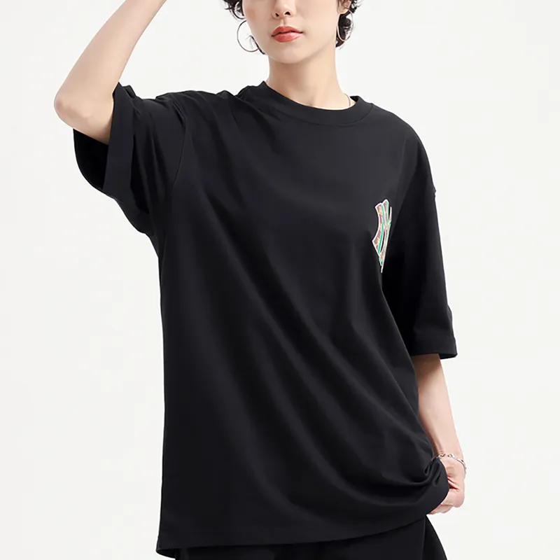 MLB New York Yankees Drop Shoulder Sleeve T Shirt Unisex Black-4