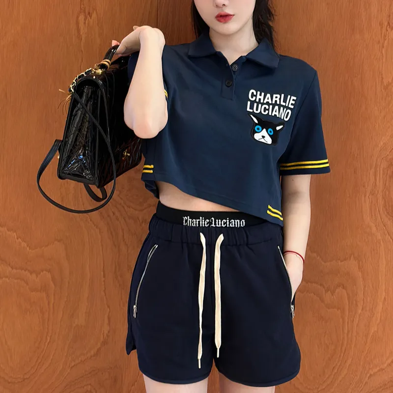 Charlie Luciano Polo Shirt Women's Navy Blue-2