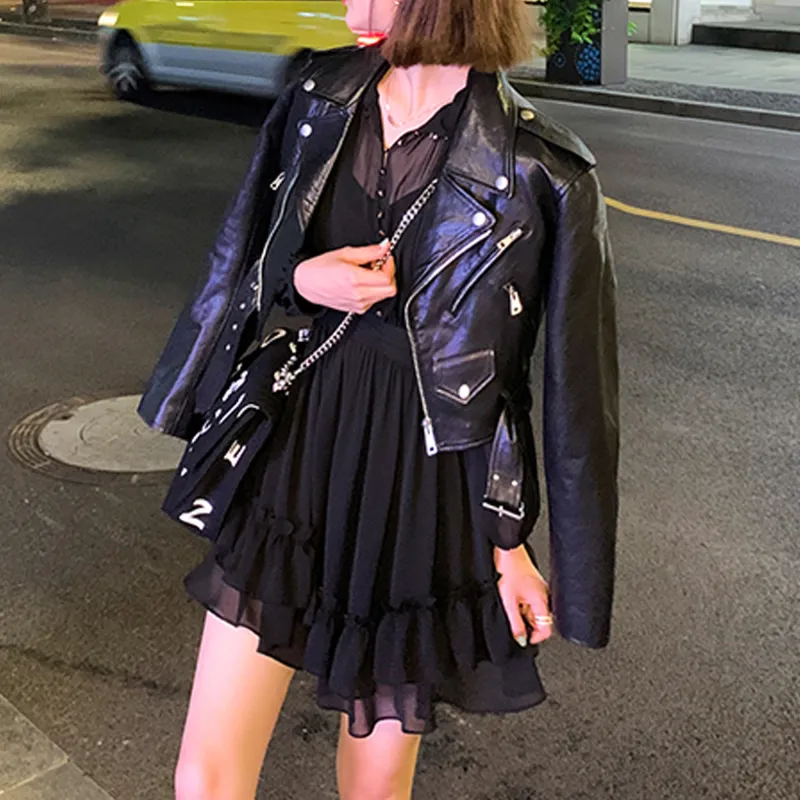 YUMOMO STAR Leather Jackets Women's Black-4