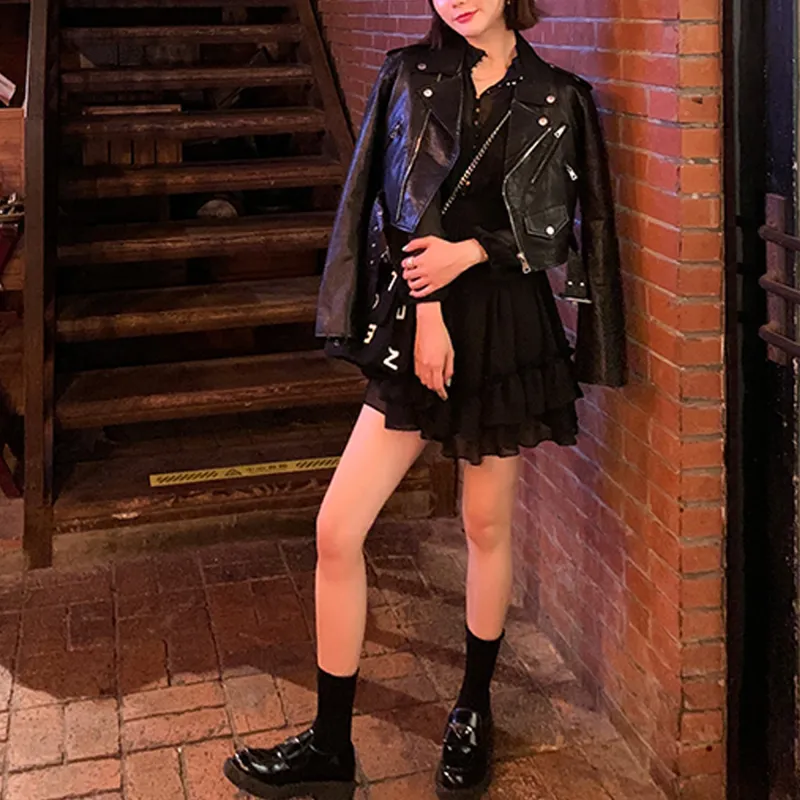 YUMOMO STAR Leather Jackets Women's Black-8