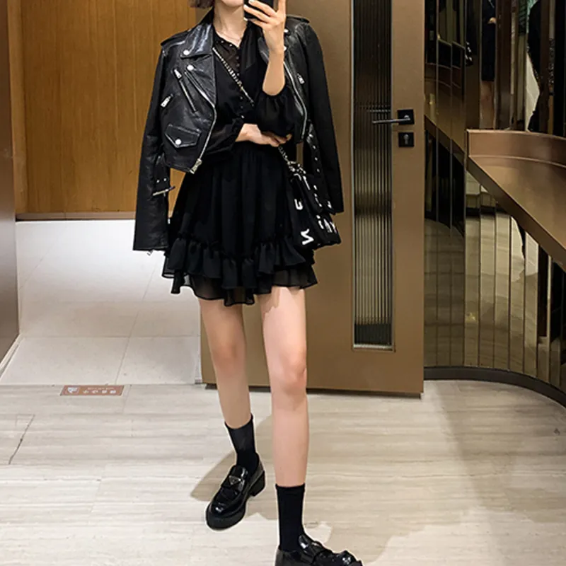 YUMOMO STAR Leather Jackets Women's Black-6