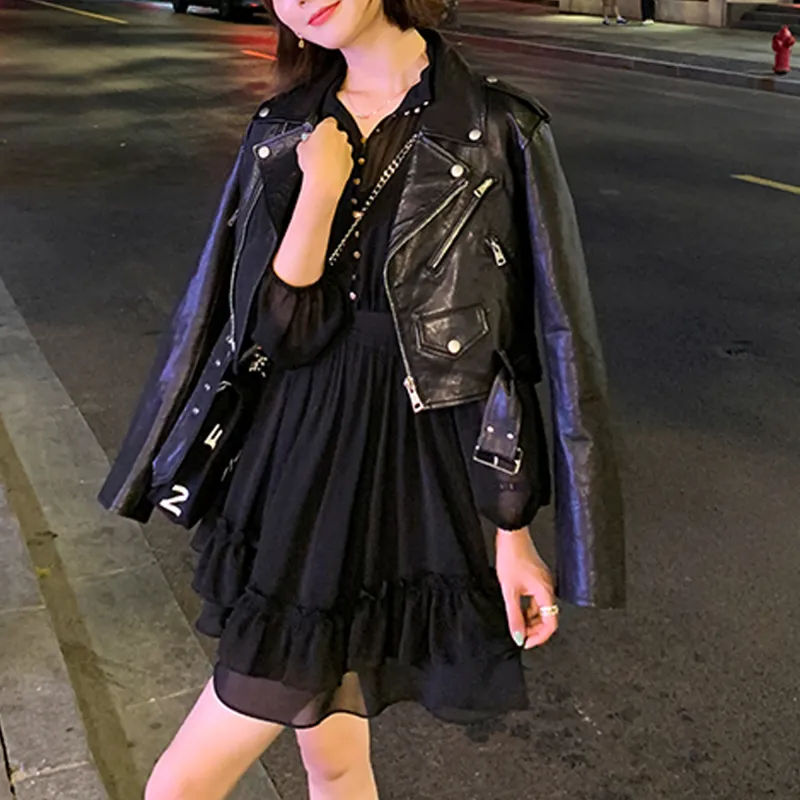 YUMOMO STAR Leather Jackets Women's Black-3