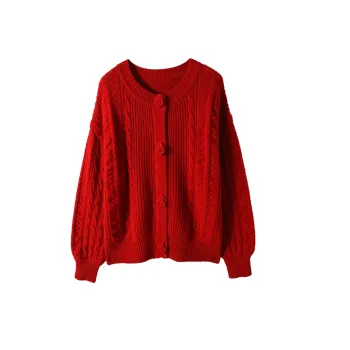 OURUOKE Knitwear Women's Angora Red