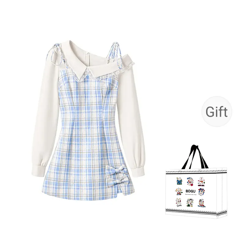 BDGU Long Sleeved Dress Women's Light Blue-0