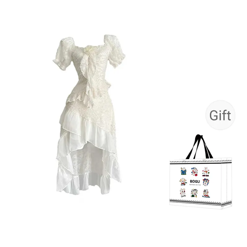 BDGU Short Sleeved Dress Women's White-0