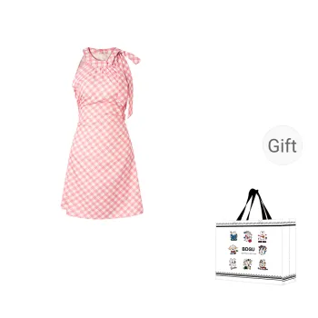 BDGU Sleeveless Dress Women's Pink Plaid