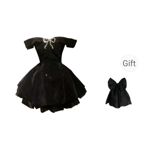 COVT Lolita Dresses Women's Black Dress With A Big Bow