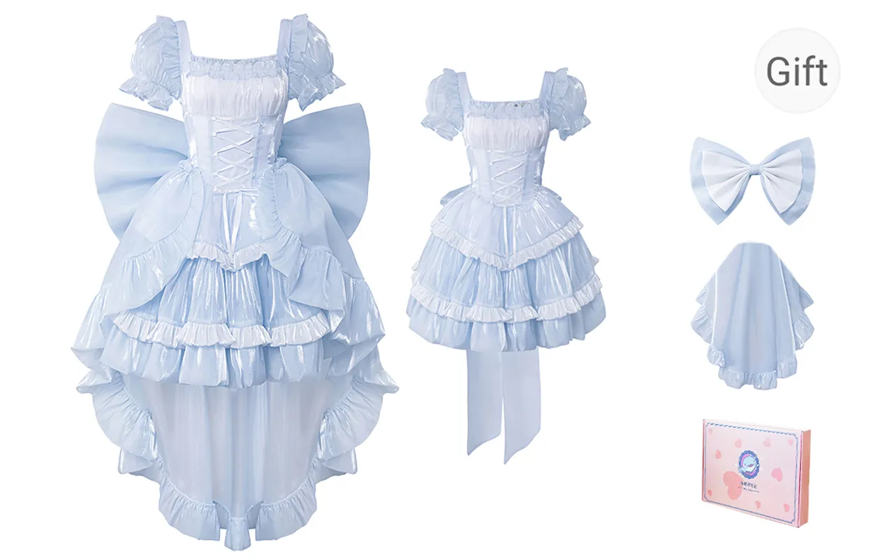 Tokyo Season Короткий рукав Платье Весна и Лето Женское Набор в подарочной коробке Синий Moonlight