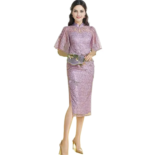 SIMEIZI Гиацинтово-фиолетовый Женские Ципао