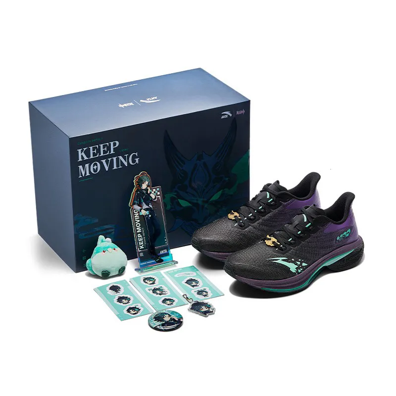 Original God x ANTA Mach 4 Slip-Resistant Low Top Беговые кроссовки Женские Черный Фиолетовый