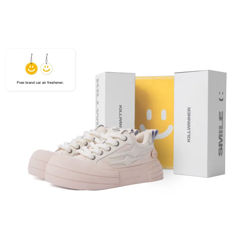 KILLWINNER 'Smile Life' Collection Slip Resistant Low Top Skateboard Shoes Unisex Beige-1