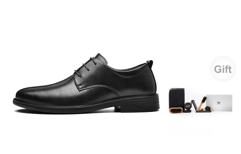 HLA Dress Shoes Men Low Top Black-73