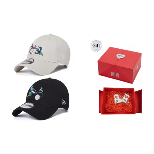 New Era Baseball Caps Unisex Black+Ivory White