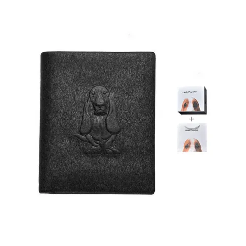 Hush Puppies Vegetable Tanned Top Grain Cow Leather Wallet Small Size Men's Black