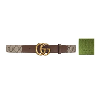 GUCCI Slim Vintage Distressed GG Gold Tone Lock Smooth Buckle Women's Box