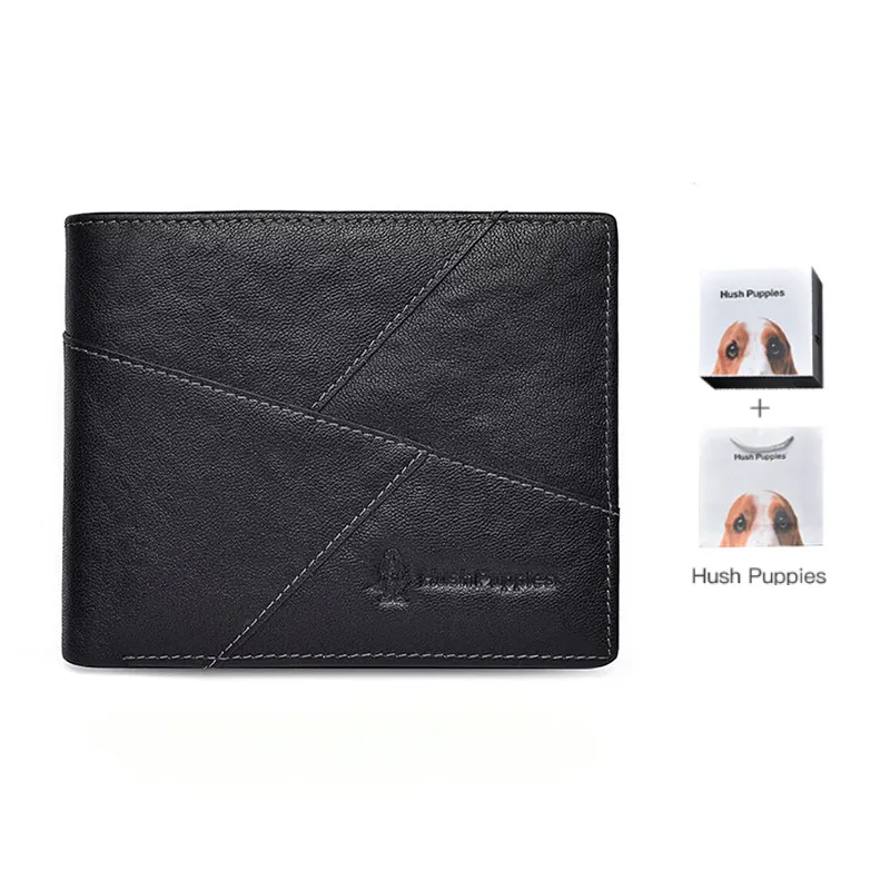 Hush Puppies Vegetable Tanned Top Grain Cow Leather Wallet Regular Men's Black-0