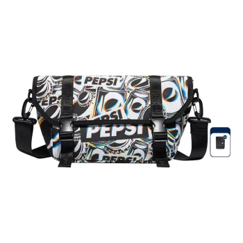 Pepsi Nylon Messenger Bag Crossbody Bags Regular Unisex Black White