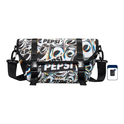 Pepsi Nylon Messenger Bag Crossbody Bags Regular Unisex Black White
