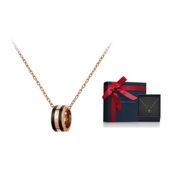 Daniel Wellington Alloy Necklaces Unisex Rose Gold Matte Black Contrast