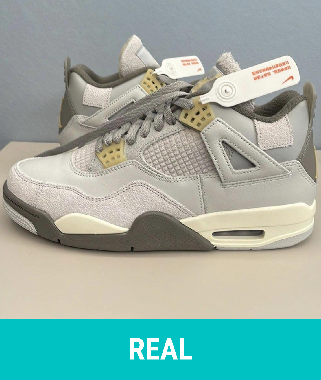 jordan 4 cool grey fake vs real