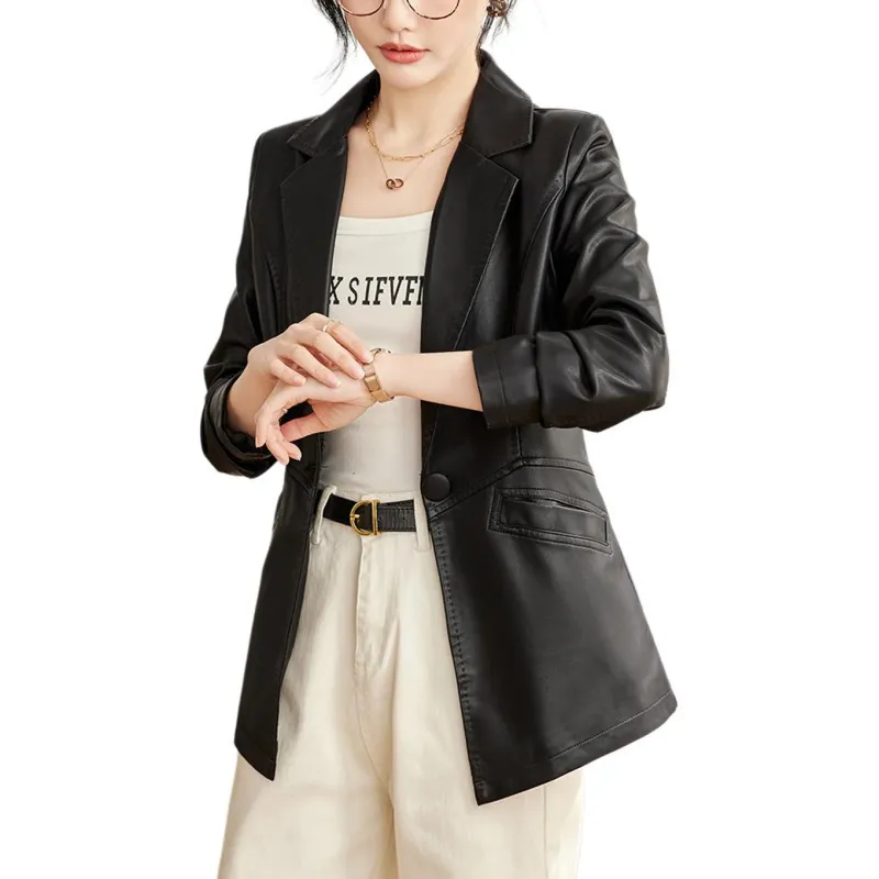 TERRE BLEUE Leather Jacket Women's Black-2