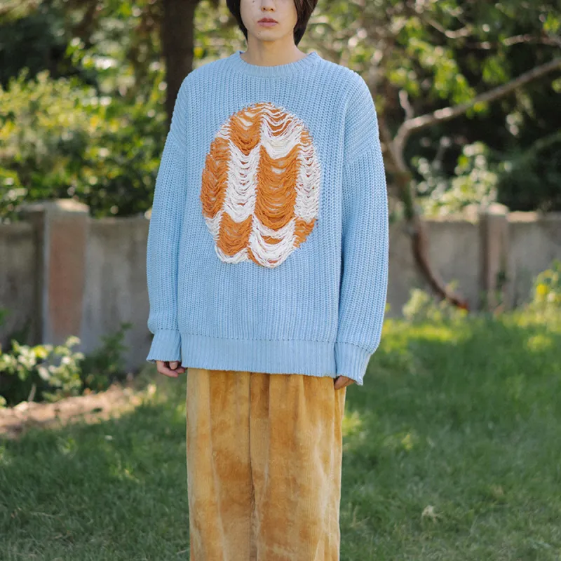 Loose Fit Sweater Unisex Light Blue-2