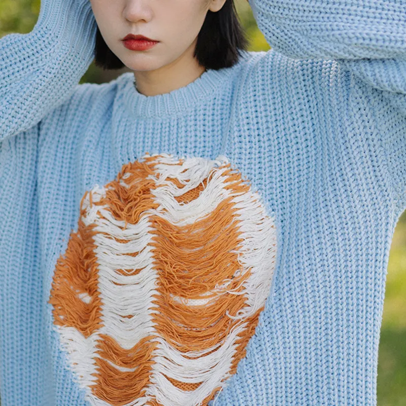 Loose Fit Sweater Unisex Light Blue-3