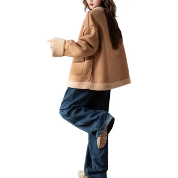 Tonlion Velvet feel Coat Women's Khaki Brown