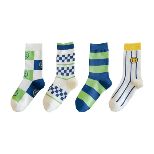 Yoko Show Носки 4 пачки клетка улыбающееся лицо детские